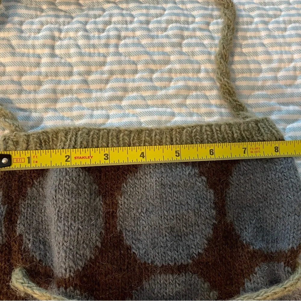 Handmade Tara Wool Shoulder Crossbody Polka Dot Bag with Pom Poms